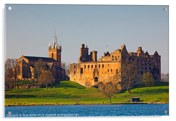 Linlithgow Palace with St Michael's Parish Church to the south a Acrylic by Arch White