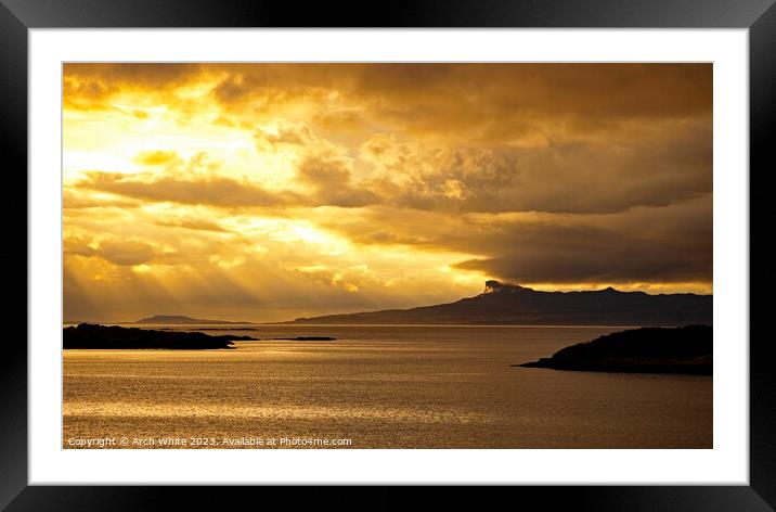 Traigh Bay, by Arisaig, with Isle of Eigg in background dominate Framed Mounted Print by Arch White