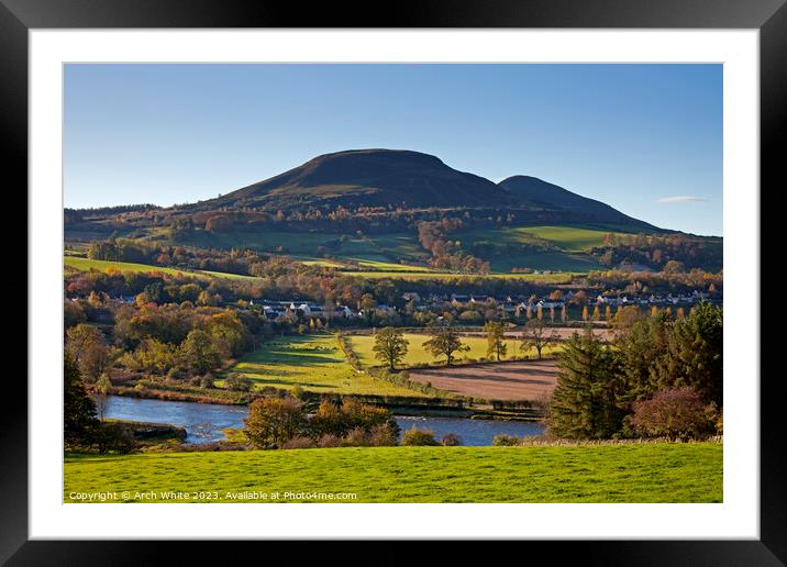 Eildon Hills with River Tweed, Melrose, Scottish B Framed Mounted Print by Arch White