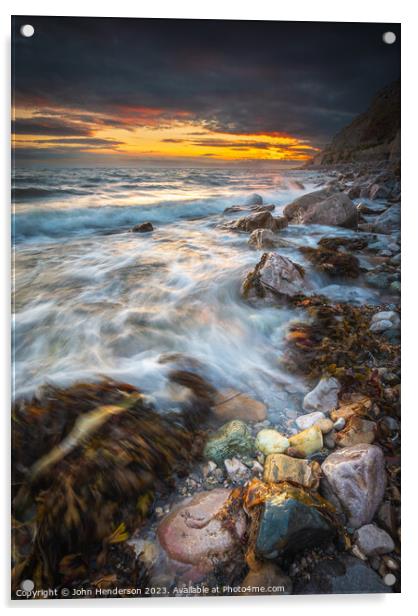 LLandudno West shore sunset Acrylic by John Henderson