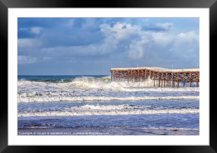 Winter Surf At Crystal Pier Framed Mounted Print by Joseph S Giacalone
