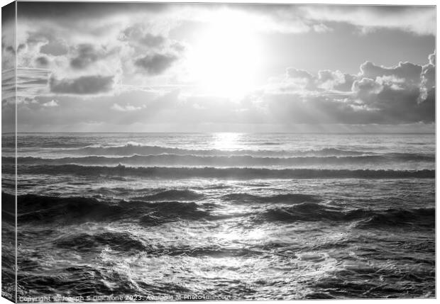 Surf and Sunbeams Monochrome Canvas Print by Joseph S Giacalone