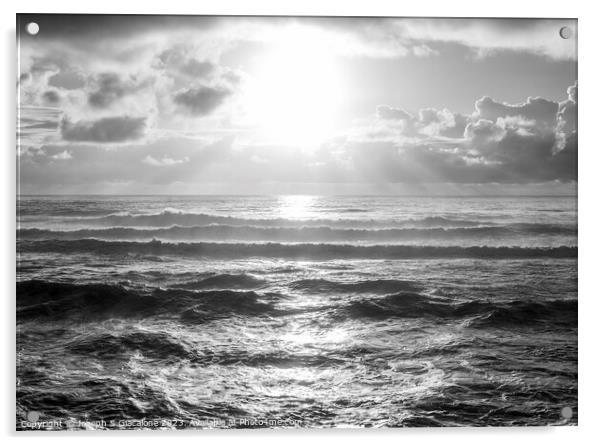 Surf and Sunbeams Monochrome Acrylic by Joseph S Giacalone