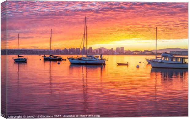 San Diego Harbor - Pink and Orange Sunrise Canvas Print by Joseph S Giacalone