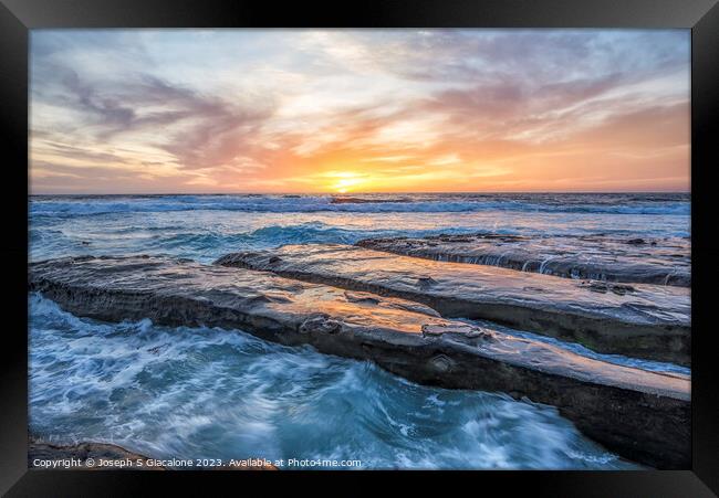 Sea Stone Sunset  Framed Print by Joseph S Giacalone