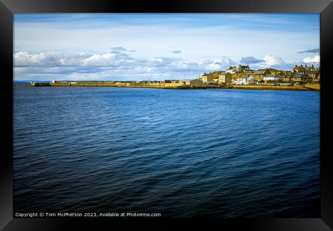 Seascape view of Burghead village Framed Print by Tom McPherson