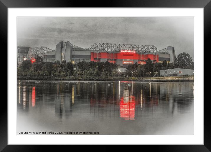 Manchester United Reflections Framed Mounted Print by Richard Perks