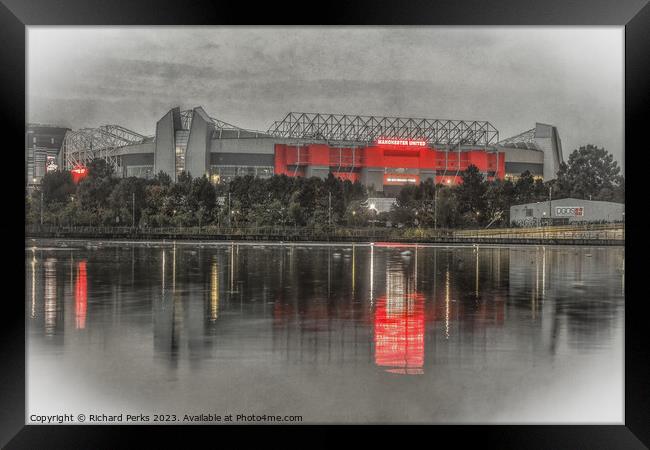 Manchester United Reflections Framed Print by Richard Perks