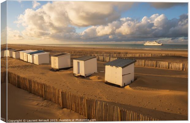 Beach in Calais harbor in France Canvas Print by Laurent Renault