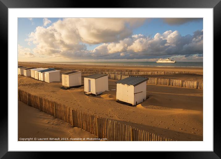 Beach in Calais harbor in France Framed Mounted Print by Laurent Renault