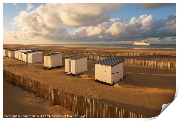 Beach in Calais harbor in France Print by Laurent Renault