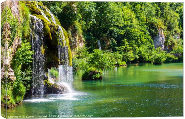 Cascade near Castelbouc village in the valley of the Tarn river Canvas Print by Laurent Renault