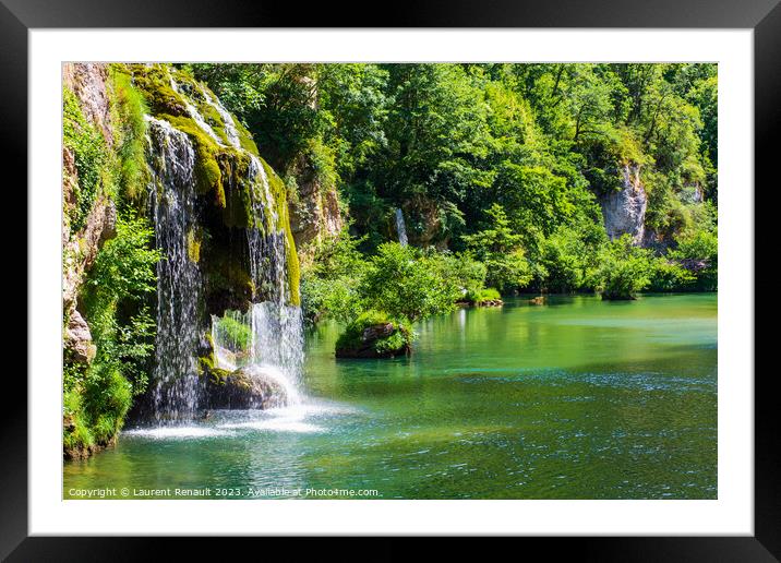 Cascade near Castelbouc village in the valley of the Tarn river Framed Mounted Print by Laurent Renault