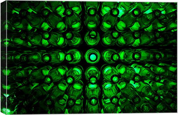 Green bottles standing on the wall... Canvas Print by lianna groves