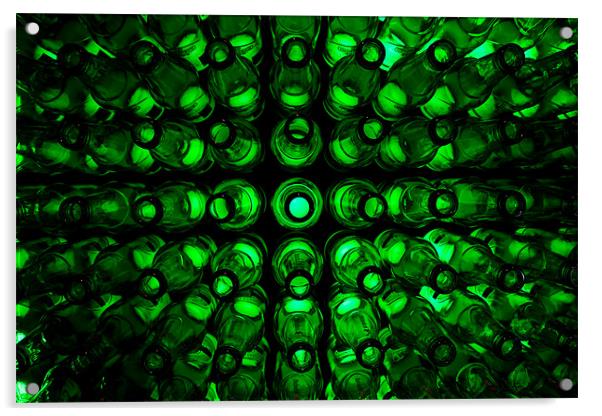 Green bottles standing on the wall... Acrylic by lianna groves
