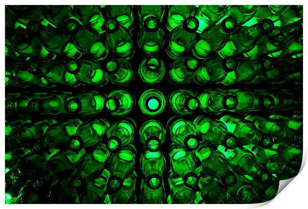 Green bottles standing on the wall... Print by lianna groves