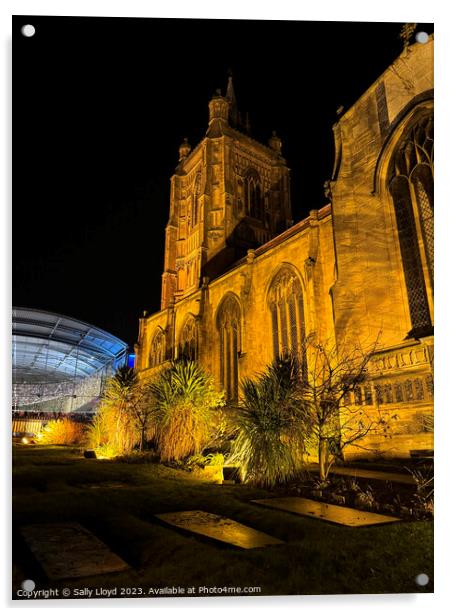 St Peter Mancroft & The Forum Norwich at Night Acrylic by Sally Lloyd