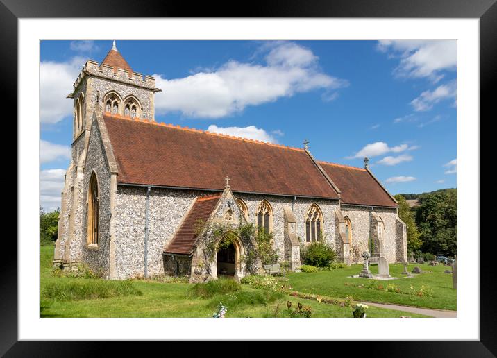 St Michaels and All Angels parish church, Hughenden Valley, Framed Mounted Print by Kevin Hellon