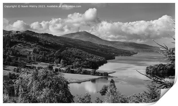 The Queens View near Pitlochry Print by Navin Mistry