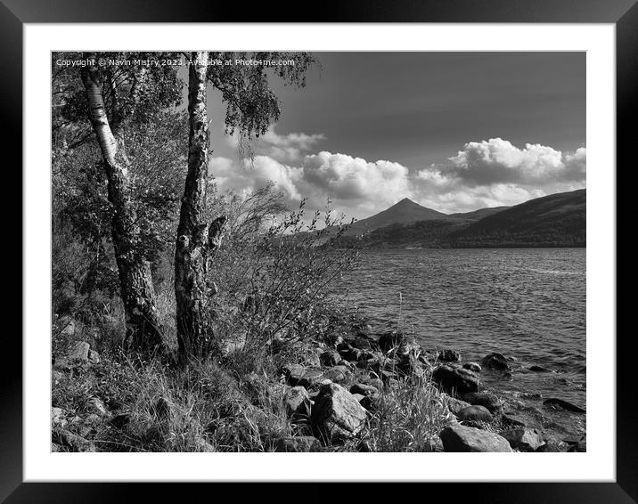 A view of Schiehallion from Loch Rannoch Framed Mounted Print by Navin Mistry