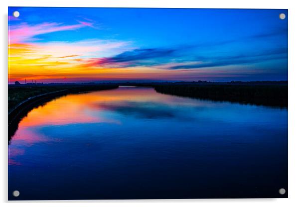 Dusk on the Broads Acrylic by Ian Donaldson