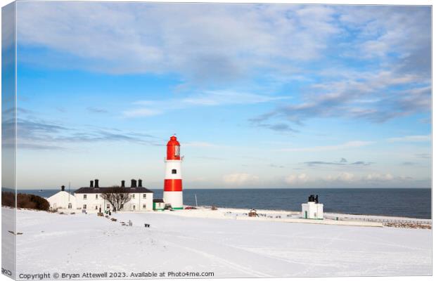 Winter view of Souter Lighthouse Canvas Print by Bryan Attewell