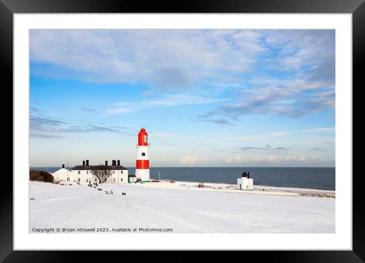 Winter view of Souter Lighthouse Framed Mounted Print by Bryan Attewell
