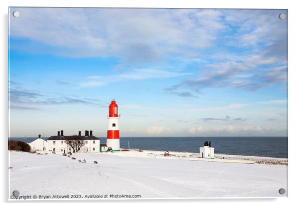 Winter view of Souter Lighthouse Acrylic by Bryan Attewell