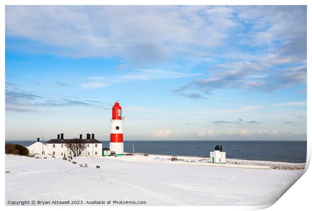 Winter view of Souter Lighthouse Print by Bryan Attewell