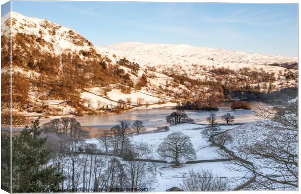 Winter view of Rydal Water  Canvas Print by Bryan Attewell