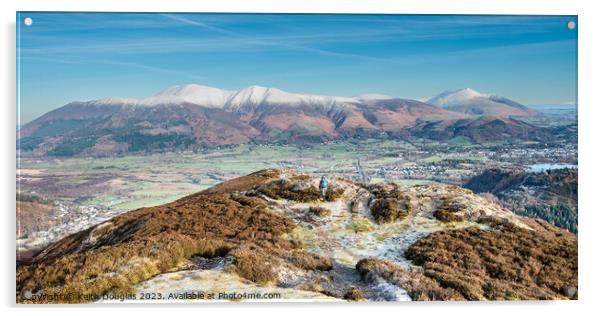 Skiddaw and Blencathra in Winter Acrylic by Keith Douglas