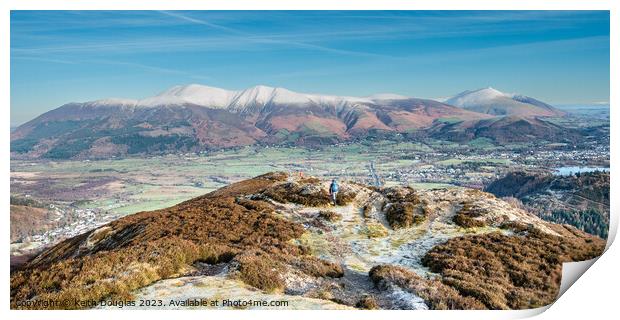 Skiddaw and Blencathra in Winter Print by Keith Douglas