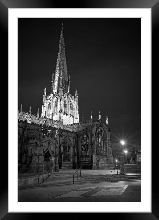 Rotherham Minster at Night Framed Mounted Print by Darren Galpin