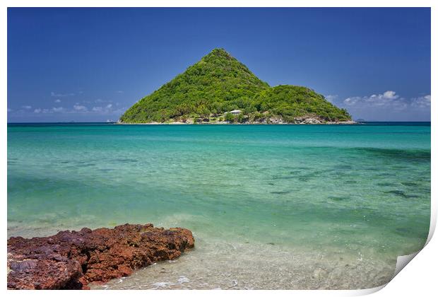 Paradise Island off Grenada in The Caribbean Sea Print by John Gilham