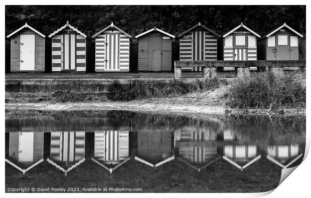 Lowestoft Beach Hut Reflections Print by David Powley