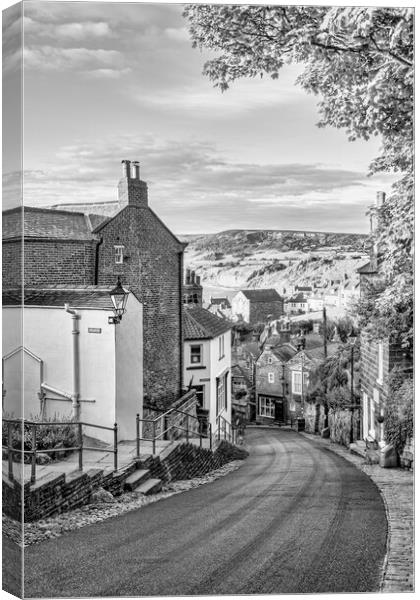 Robin Hood's Bay Black and White Canvas Print by Tim Hill