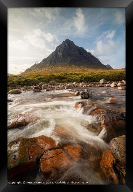 Buachaille etive mor  from the river Coupall 993 Framed Print by PHILIP CHALK