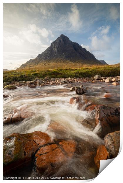 Buachaille etive mor  from the river Coupall 993 Print by PHILIP CHALK