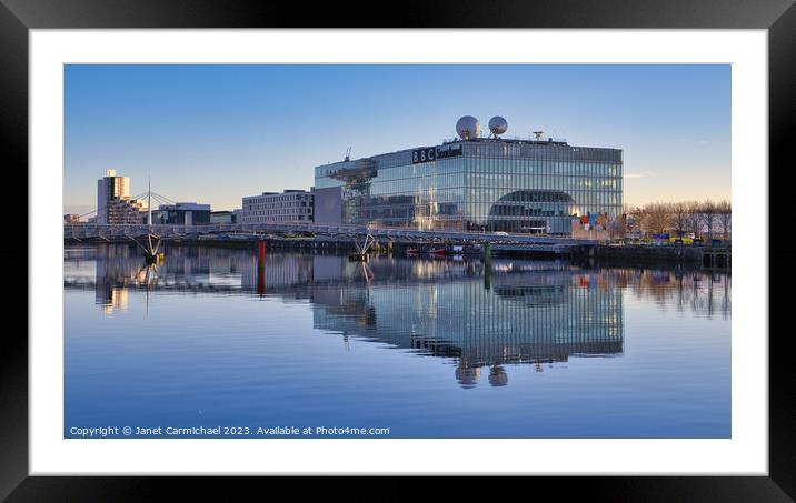 Reflections of Pacific Quay, Glasgow Framed Mounted Print by Janet Carmichael