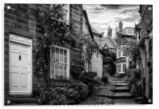 Robin Hood's Bay Black and White Acrylic by Tim Hill
