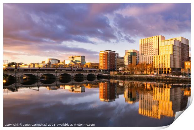 Sunset Reflections in the River Clyde Print by Janet Carmichael