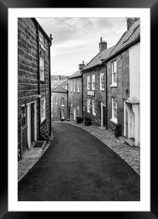 Robin hood's Bay Black and White Framed Mounted Print by Tim Hill