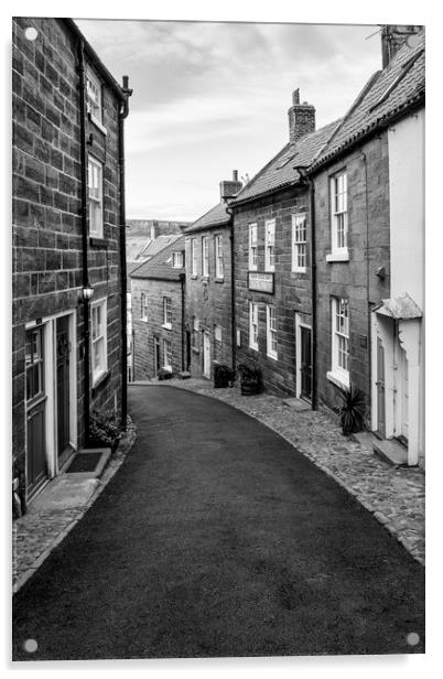 Robin hood's Bay Black and White Acrylic by Tim Hill
