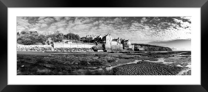 Robin Hood's Bay Black and White Panoramic Framed Mounted Print by Tim Hill