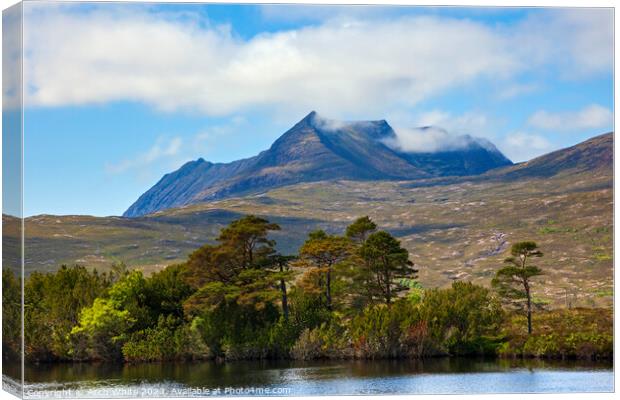 Ben More Coigach from Loch Cul Dromannan, Ross and Canvas Print by Arch White