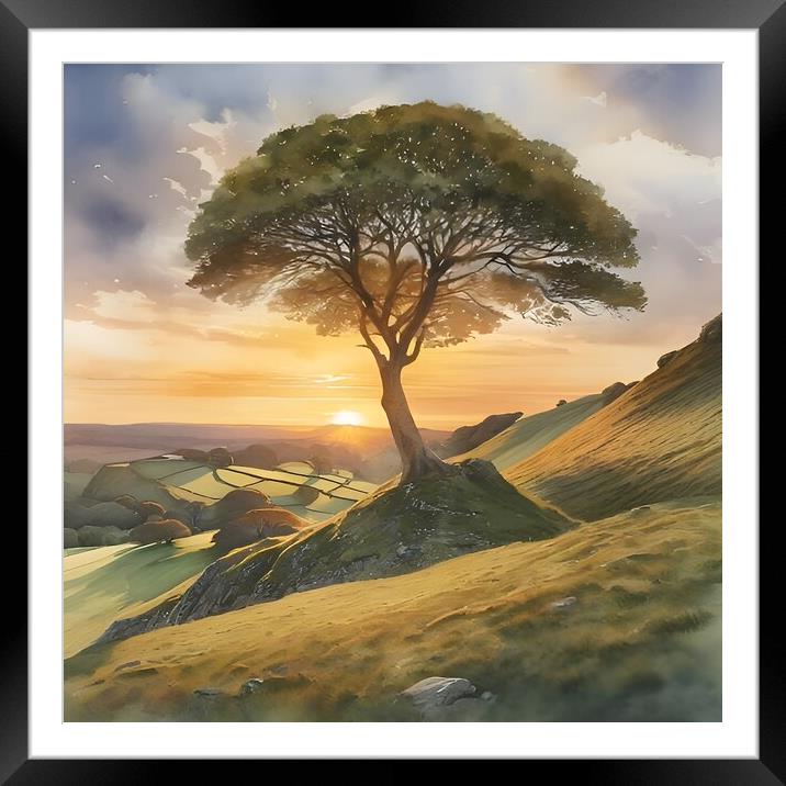 Sycamore Tree in Watercolour Framed Mounted Print by Scott Anderson