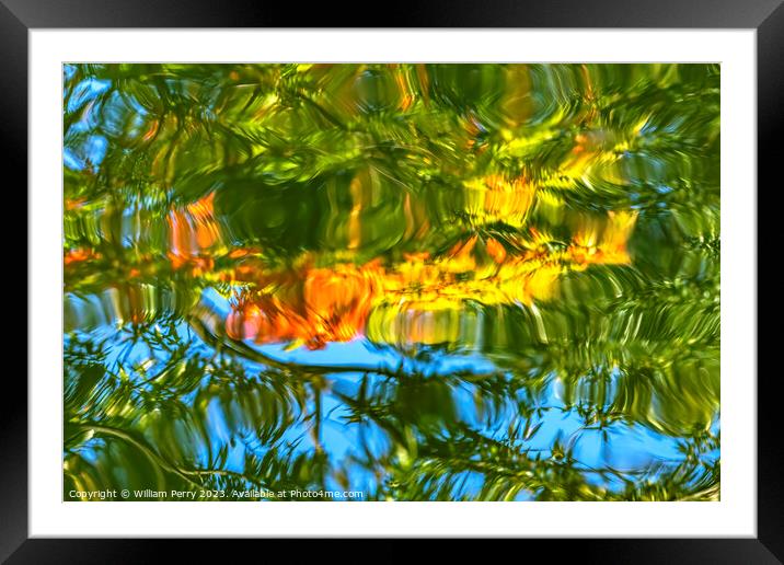 Orange Green Blue Water Reflection Abstract Habikino Osaka Japan Framed Mounted Print by William Perry