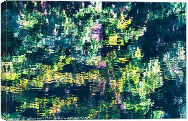 Grey Black Green Yellow Water Reflection Abstract Habikino Osaka Canvas Print by William Perry