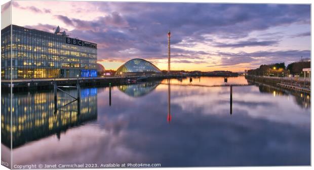 The Glasgow Science Centre at Nightfall Canvas Print by Janet Carmichael