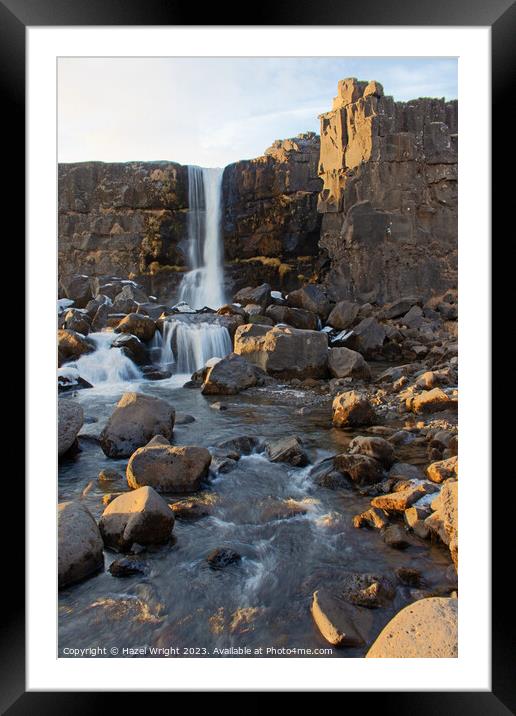 Oxararfoss waterfall, Iceland Framed Mounted Print by Hazel Wright